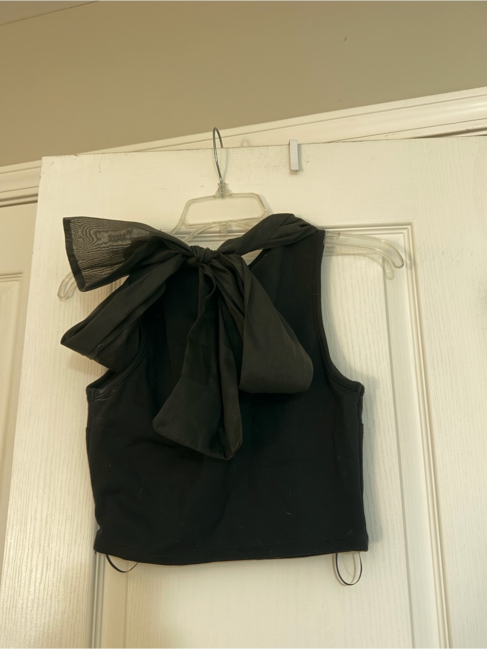 MABLE black crop top with bow detail on back, size S